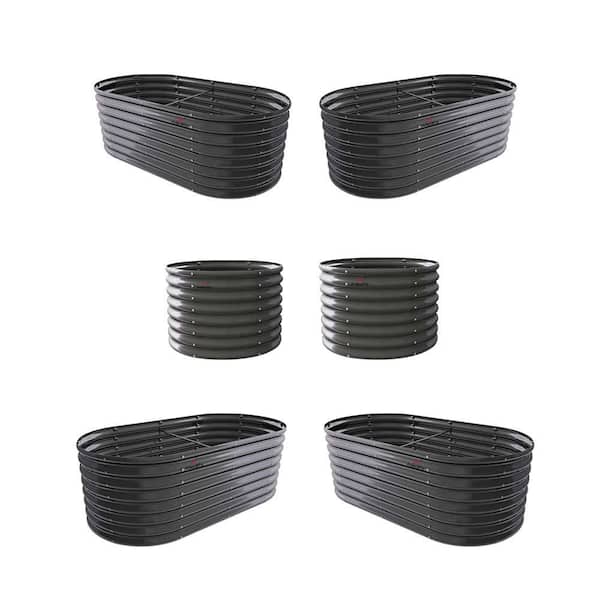 6 ft. X 3 ft. X 2 ft. Grey Outdoor Metal Raised Garden Bed Layout for Vegetables (Set of 6)