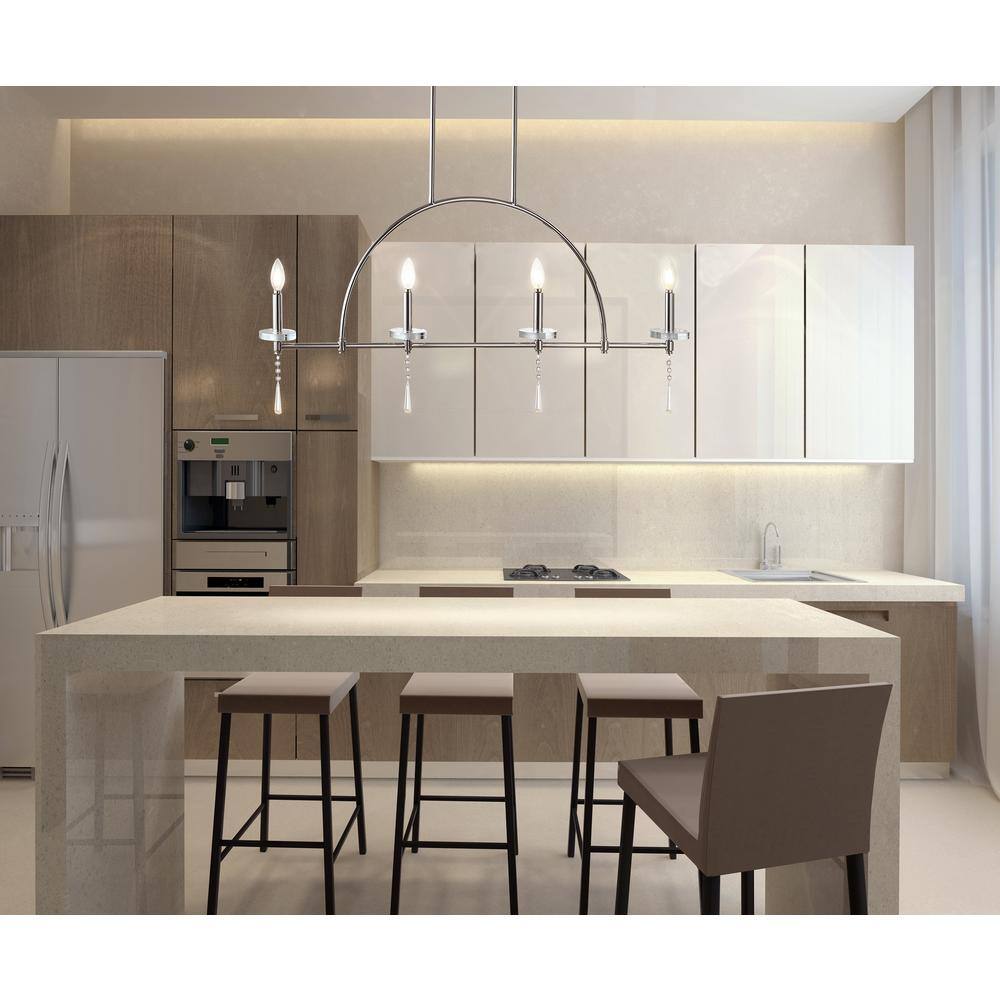 Doris Contemporary Chrome 41" LED Linear Pendant with Crystal Accents