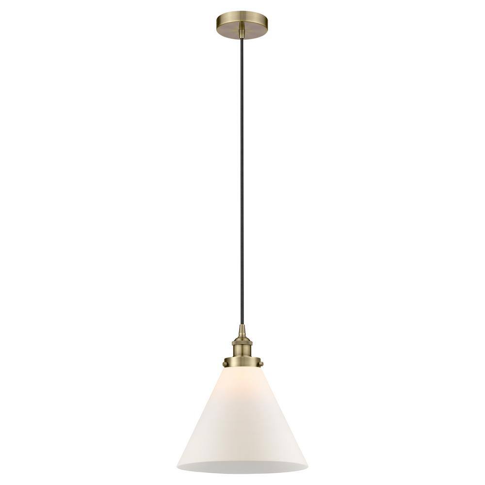 Cone 60-Watt 1-Light Antique Brass Standard Mini Pendant Light with Painted Glass Shade, No Bulbs Included price history on PriceWatchPro