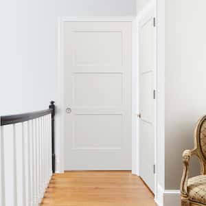36 in. x 80 in. Birkdale White Paint Right-Hand Smooth Hollow Core Molded Composite Single Prehung Interior Door