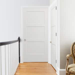 36 in. x 80 in. Birkdale White Paint Right-Hand Smooth Solid Core Molded Composite Single Prehung Interior Door