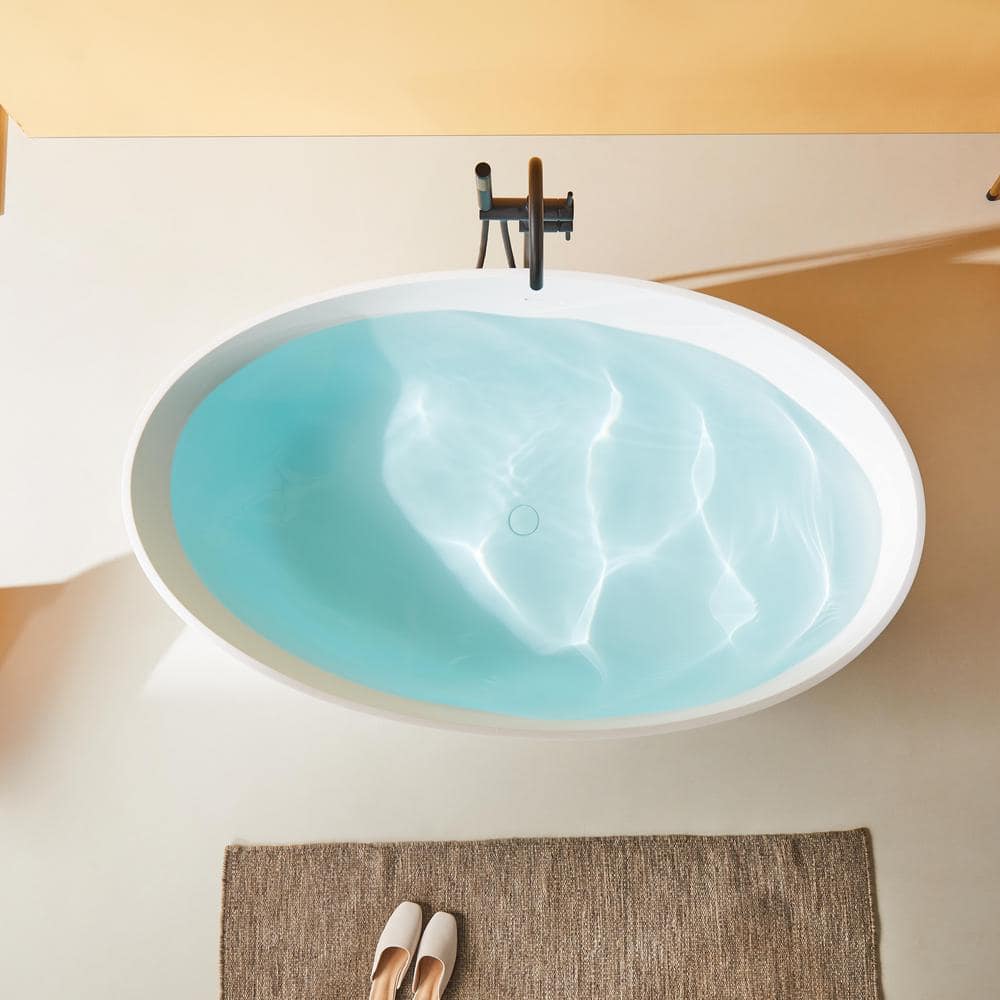 63'' White Acrylic Freestanding Soaking Bathtub