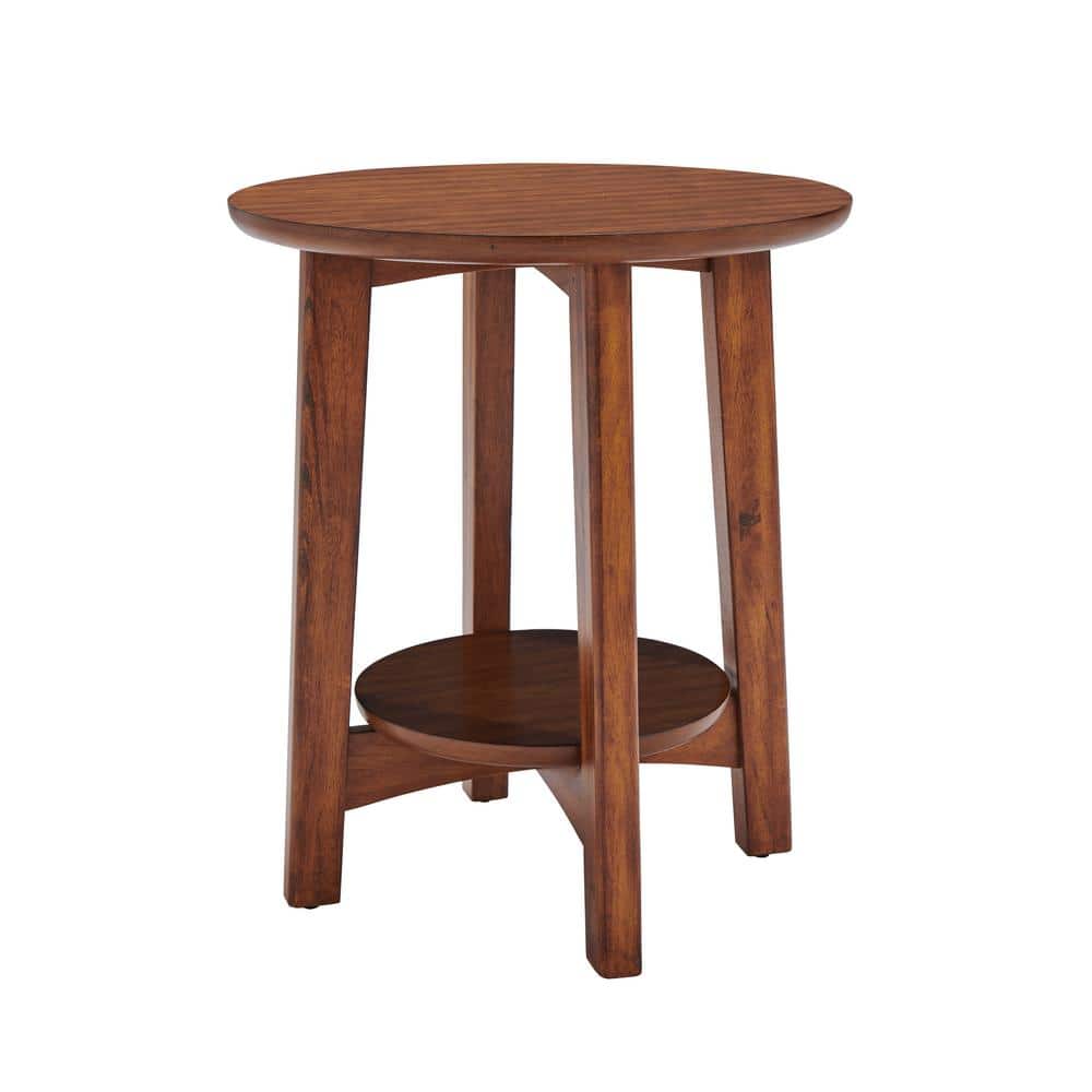 Chestnut Warmth 20" Round Mid-Century Modern Wood End Table