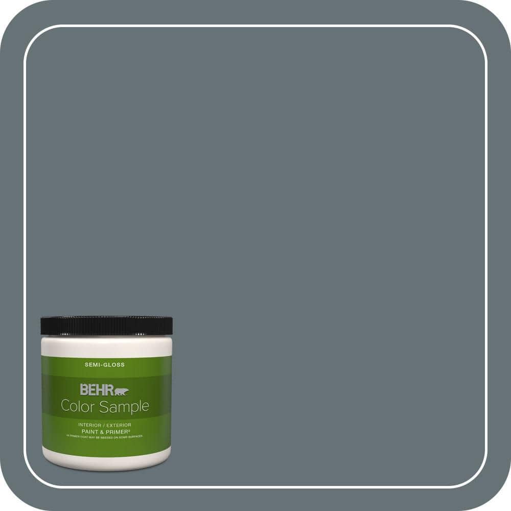 BEHR PREMIUM PLUS 8 oz. #ECC-22-3 Rain Shadow Semi-Gloss Interior ...