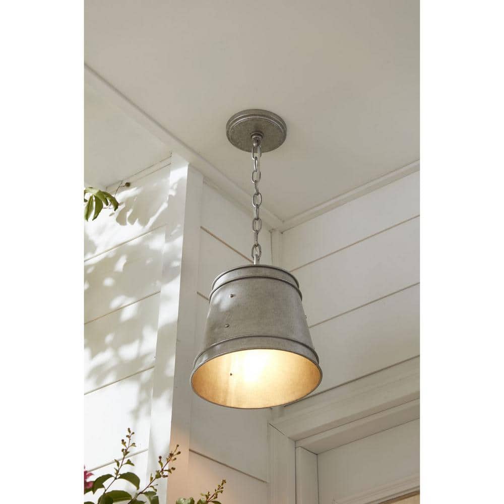 Silver Glass Farmhouse Indoor/Outdoor Pendant Light
