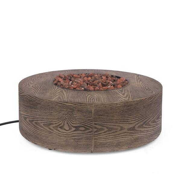37.5 in. Outdoor Heating 50000 Btu Natural Brown Round Iron Patio Fire Pit