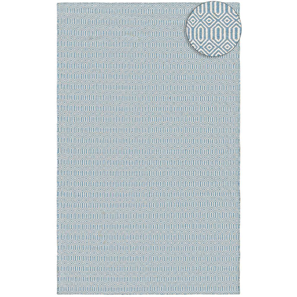 Hand-Woven Denim Blue Rectangular Outdoor Rug, 3' x 5', PET Polyester