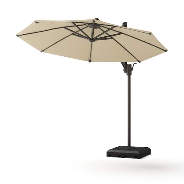 10 ft. Aluminum Round Tilt Patio Umbrella in Heather Beige