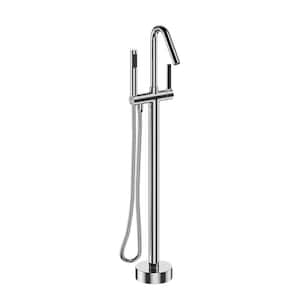 Single-Handle Freestanding Tub Faucet with Handheld Shower in Chrome