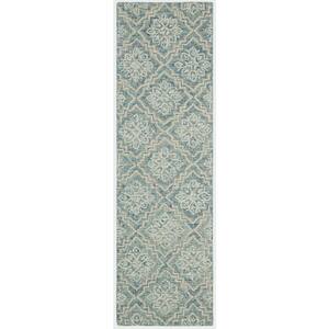 Abstract Blue/Grey 2 ft. x 6 ft. Geometric Runner Rug
