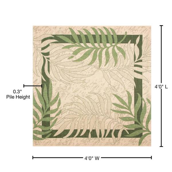 SAFAVIEH Courtyard Cream/Green 4 ft. x 4 ft. Palm Leaf Indoor/Outdoor Patio  Square Area Rug CY7836-14A5-4SQ - The Home Depot