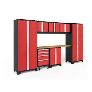 Bold Series 8-Piece 24-Gauge Steel Garage Storage System in Deep Red (132 in. W x 77 in. H x 18 in. D)