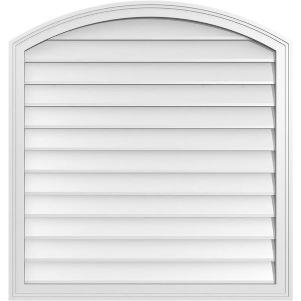 Ekena Millwork 36 in. x 38 in. Arch Top Surface Mount PVC Gable Vent: Functional with Brickmould Frame