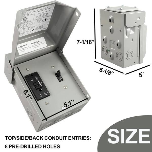 Waterproof Outdoor Extension Cable Box – 6-Hole Lockable Plug Cover, ABS Weatherproof Enclosure For Power Strips & Timers