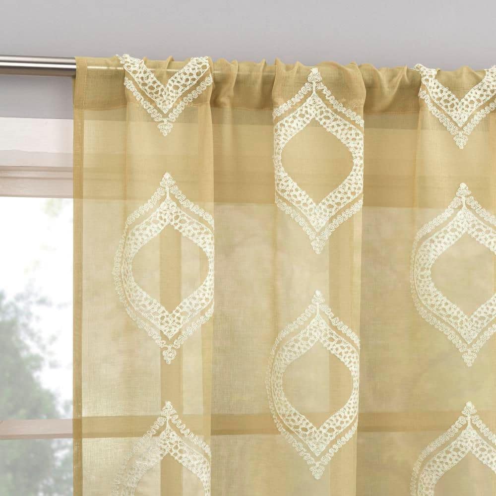 Sun Zero Ravenna Embroidered Medallion Taupe Polyester 50 in. W x