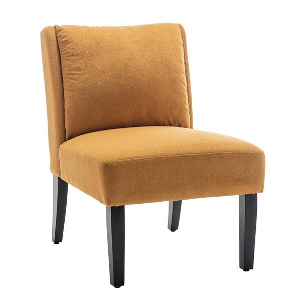 Art Leon CUBE Medium Yellow Fabric Accent Slipper Chair with Wood Legs
