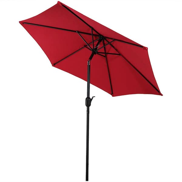 Sunnydaze 7.5 ft. Aluminum Market Tilt Patio Umbrella in Red