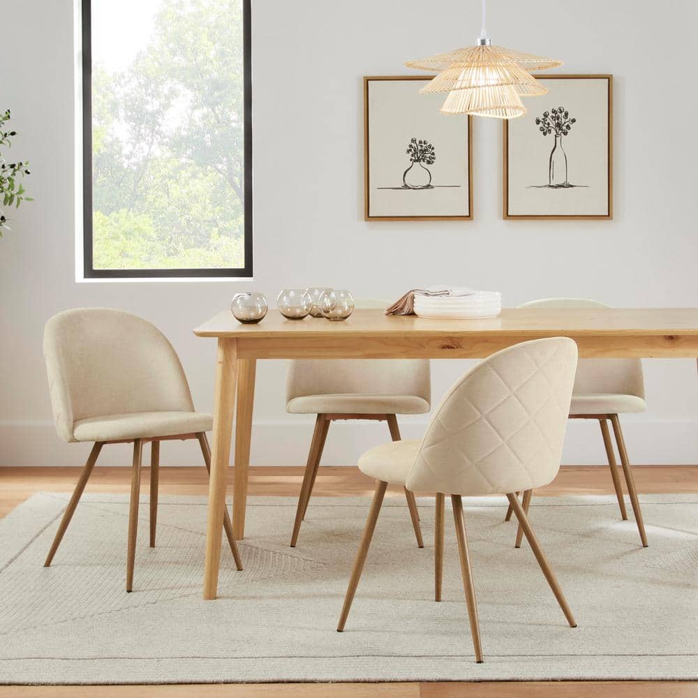StyleWell Colsted Biscuit Beige Fabric Upholstered Side Dining Chairs ...