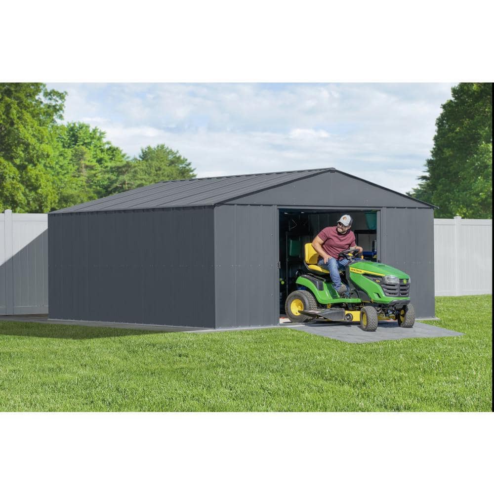 14 ft x 14 ft Charcoal Steel Storage Shed