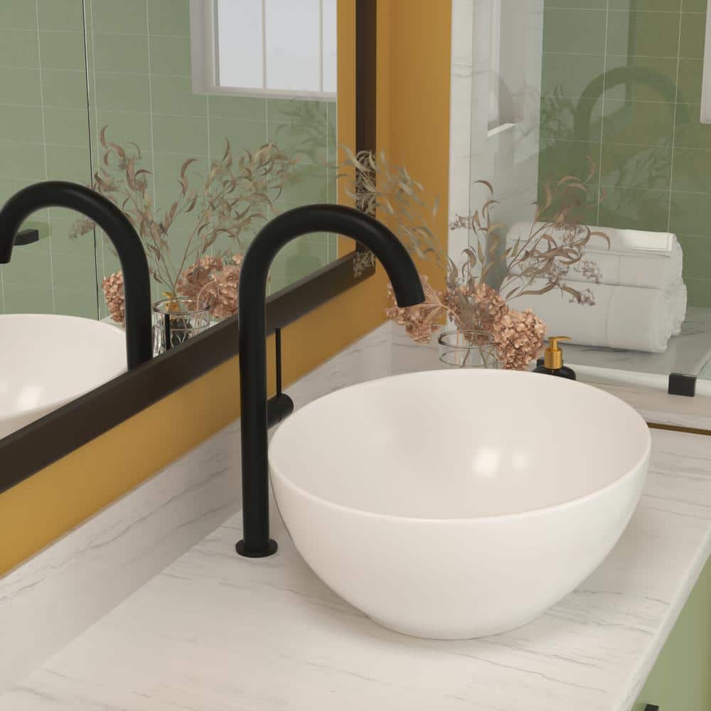 Glossy White Ceramic Oval Bathroom Vessel Sink