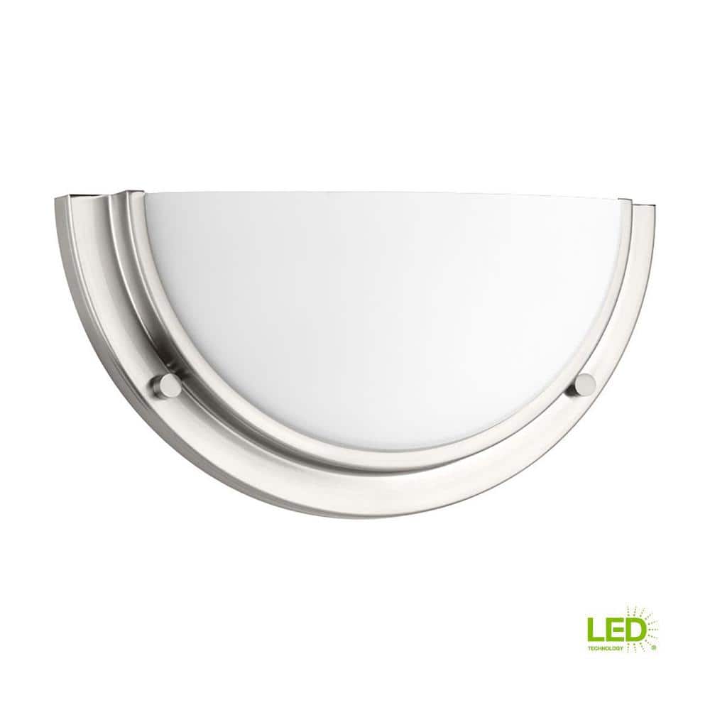 Brushed Nickel LED Wall Sconce with Etched Glass Shade