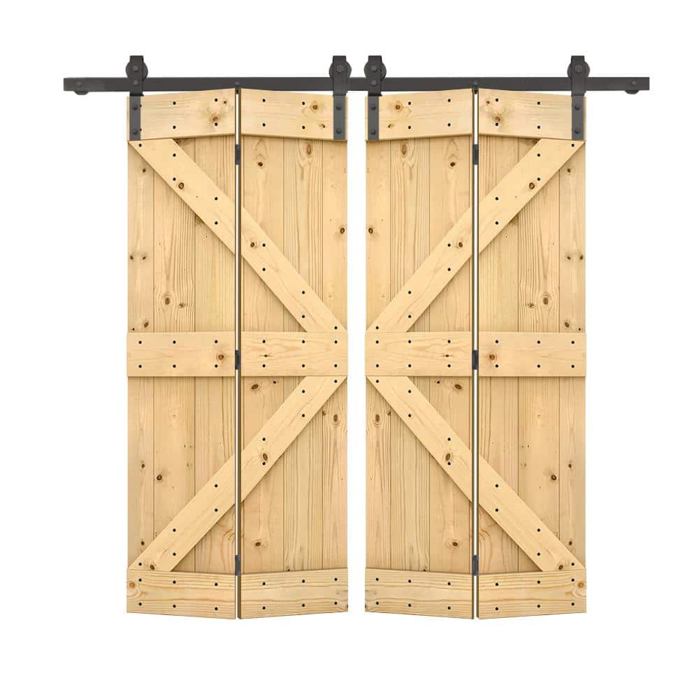 64 in. x 80 in. K Series Solid Core Unfinished DIY Wood Double Bi-fold Doors with Sliding Hardware Kit price history on PriceWatchPro