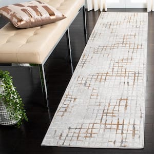 Orchard Gray/Gold 2 ft. x 7 ft. Striped Plaid Runner Rug