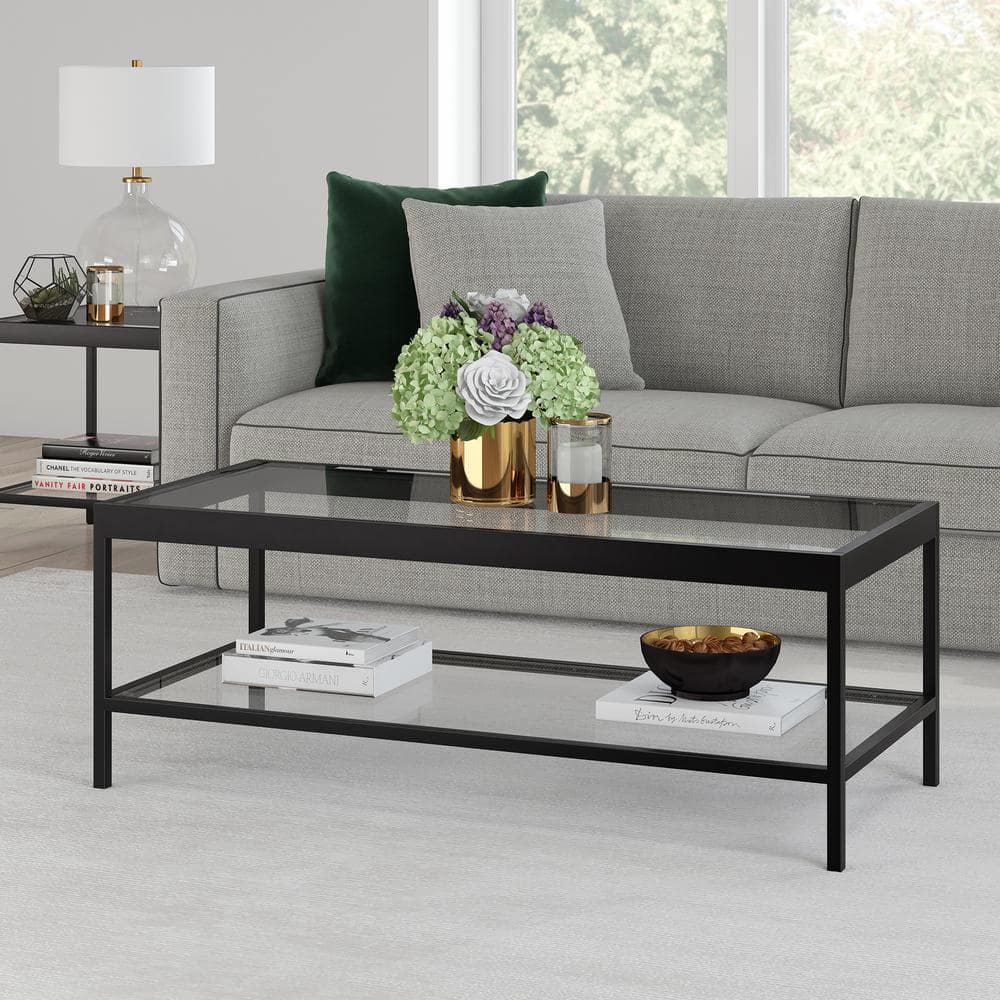 Alexis 45" Blackened Bronze Rectangular Glass Coffee Table