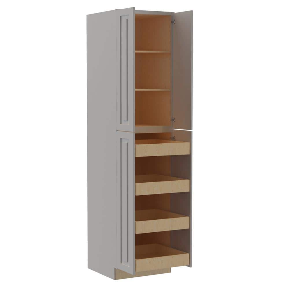 Grayson 24 in. W x 24 in. D x 96 in. H Assembled Plywood Pantry Kitchen Cabinet in Pearl Gray with 4ROT Soft Close