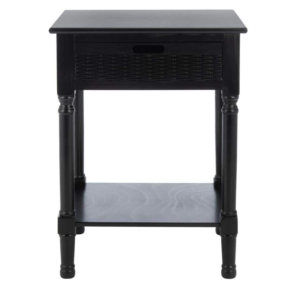 Classic Contemporary Black Accent Table with Basket Drawer
