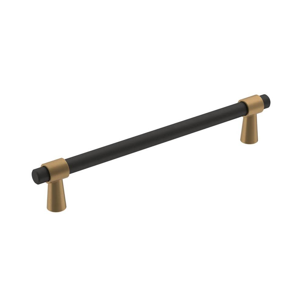 Mergence 6-5/16 in. (160mm) Modern Matte Black/Champagne Bronze Bar Cabinet Pull price history on PriceWatchPro