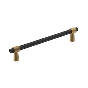 Mergence 6-5/16 in. (160 mm) Matte Black/Champagne Bronze Drawer Pull