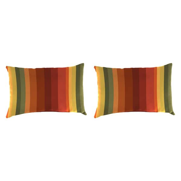 Jordan Manufacturing 18 in. L x 12 in. W x 4 in. T Islip Cayenne Outdoor Lumbar Throw Pillow (2-Pack)
