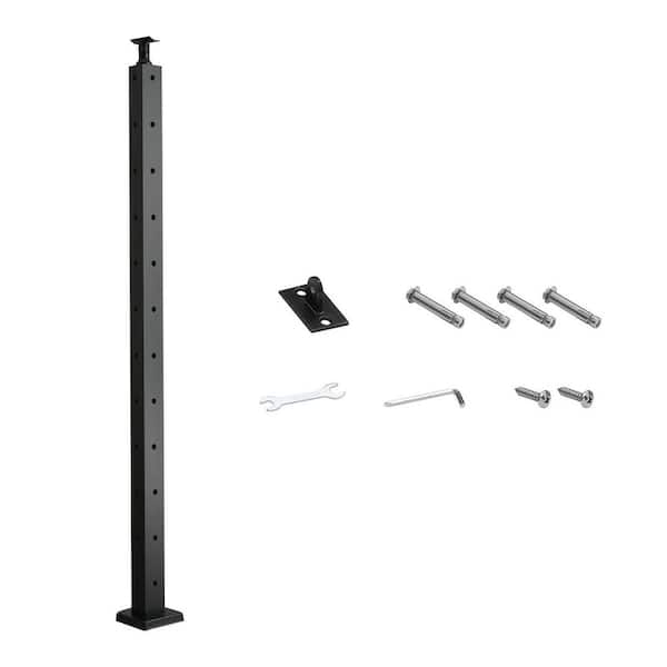 42 x 1 x 2 in. Cable Railing Post, Stainless Steel, Cable for Cable Railing System, Black, 1-Pack