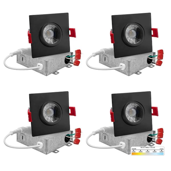 NuWatt 3 in. Black Square Eyeball Gimbal Canless Integrated LED