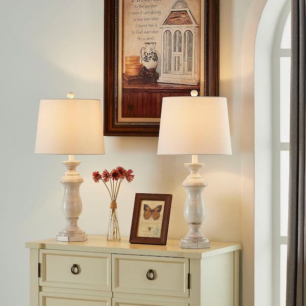 Dallas 27 " White Bedside Table Lamp (Set of 2)