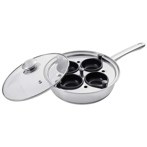 4-Cup Egg Poacher Pan with Detachable Nonstick Cups, Lid and Spatula, Induction Compatible