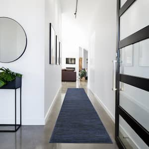 Essentials 2 ft. x 16 ft. Midnight Blue Solid Contemporary Kitchen Runner Indoor/Outdoor Area Rug