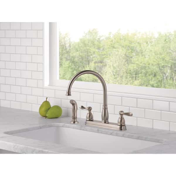 Windemere 2-Handle Standard Kitchen Faucet with Side Sprayer in Stainless