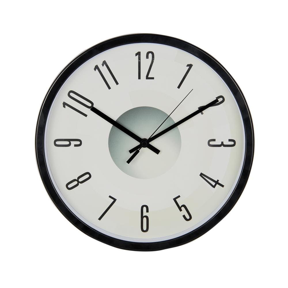 Victory Lighting LLC Tempus 12 in. Glossy Black Silent Sweep Wall Clock ...