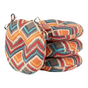 Surreal Multi-Color Chevron 15 in. Round Outdoor Seat Cushion (4-Pack)