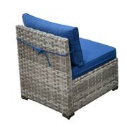 Metis 9-Piece Wicker Outdoor Patio Fire Pit Sectional Sofa Set and with Navy Blue Cushions and Swivel Rocking Chairs