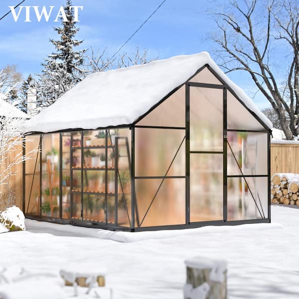 VIWAT 8 ft. W x 10 ft. D Greenhouse for Outdoors, Polycarbonate