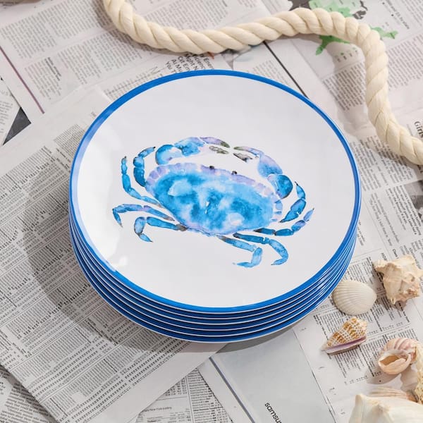 Certified International Beach House Crab Blue Melamine Dinner
