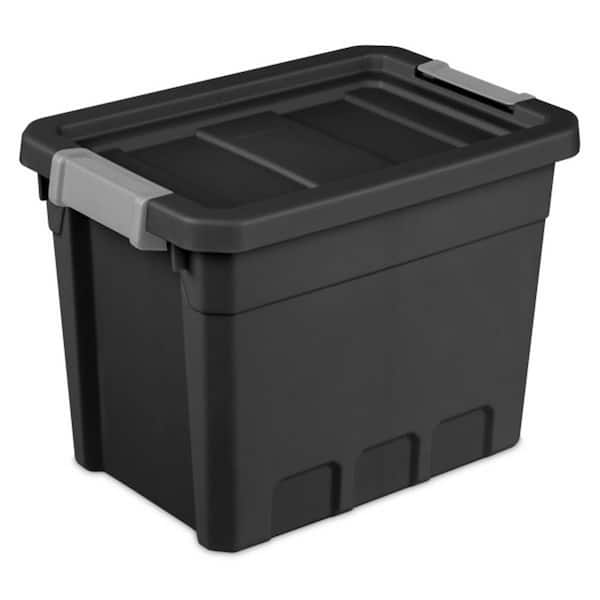 Sterilite 7.5 gal. Rugged Industrial Storage Totes with Latch Lid in Black (6-Pack)
