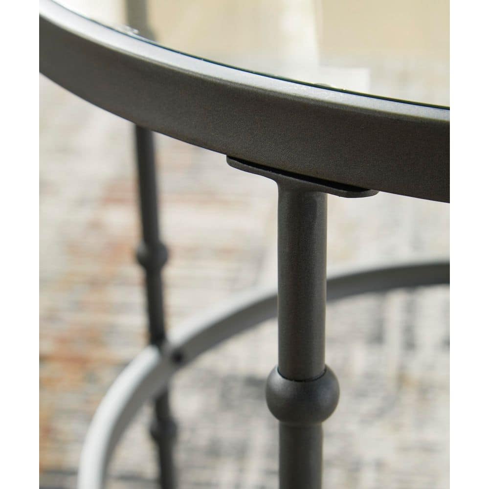 Kellyco Black Round Glass-Top Table Set