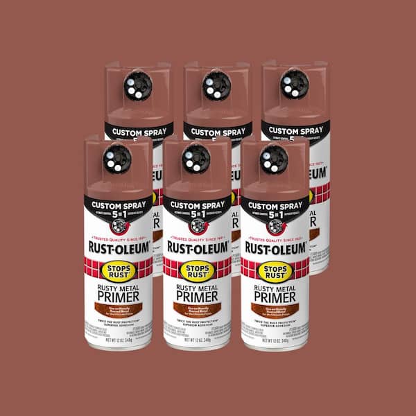 12 oz. Custom Spray 5-in-1 Flat Rusty Metal Primer Aerosol Spray (Case of 6)