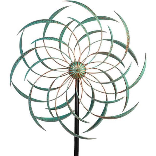 65 in. H 360° Outdoor Metal Wind Spinners Kinetic Wind Sculptures, Spinners for Yard Garden Lawn, D-light Green
