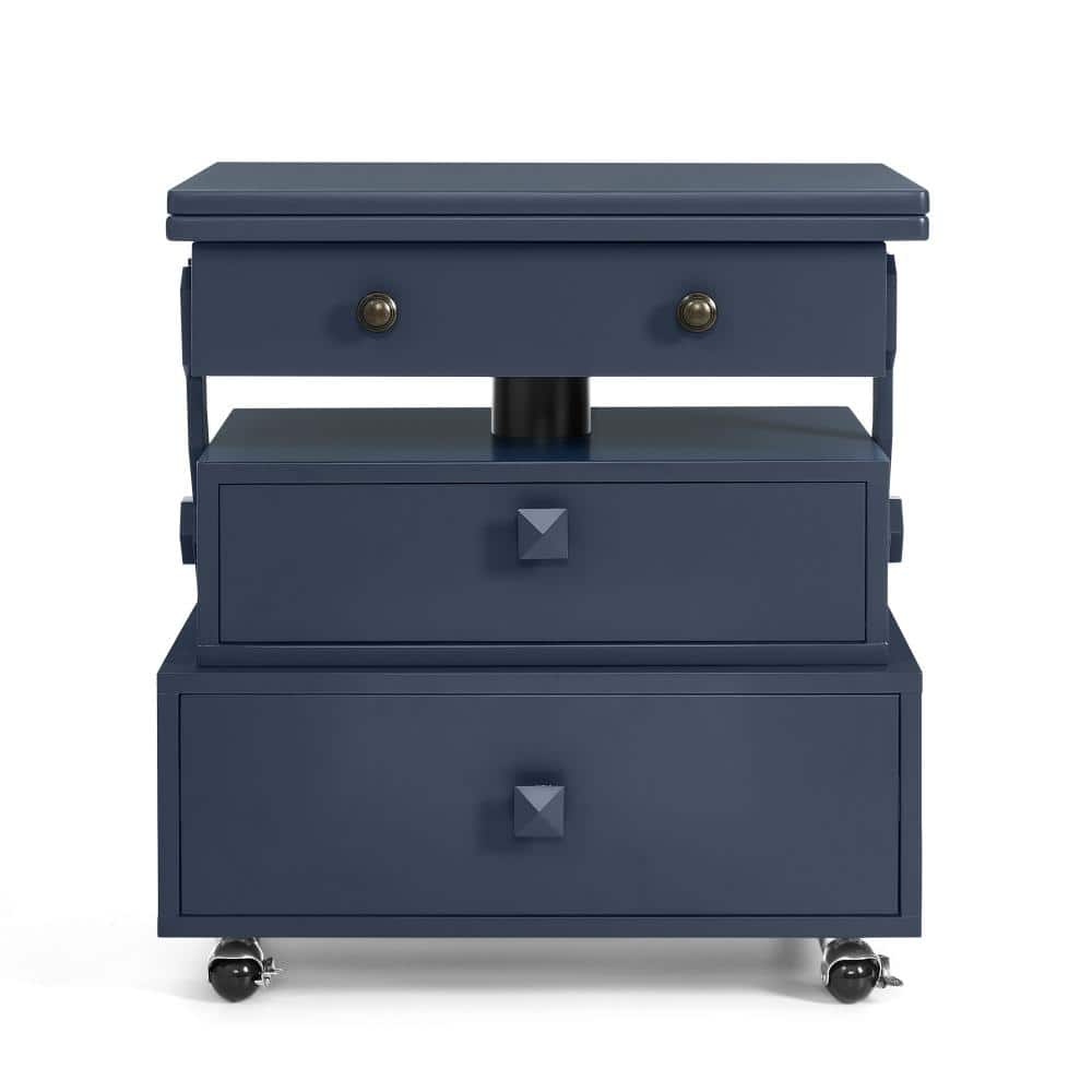 21.63 in. Blue Rectangular MDF End Table with Adjustable Height, Flip-Top, Charging Station & Lockable Wheels price history on PriceWatchPro