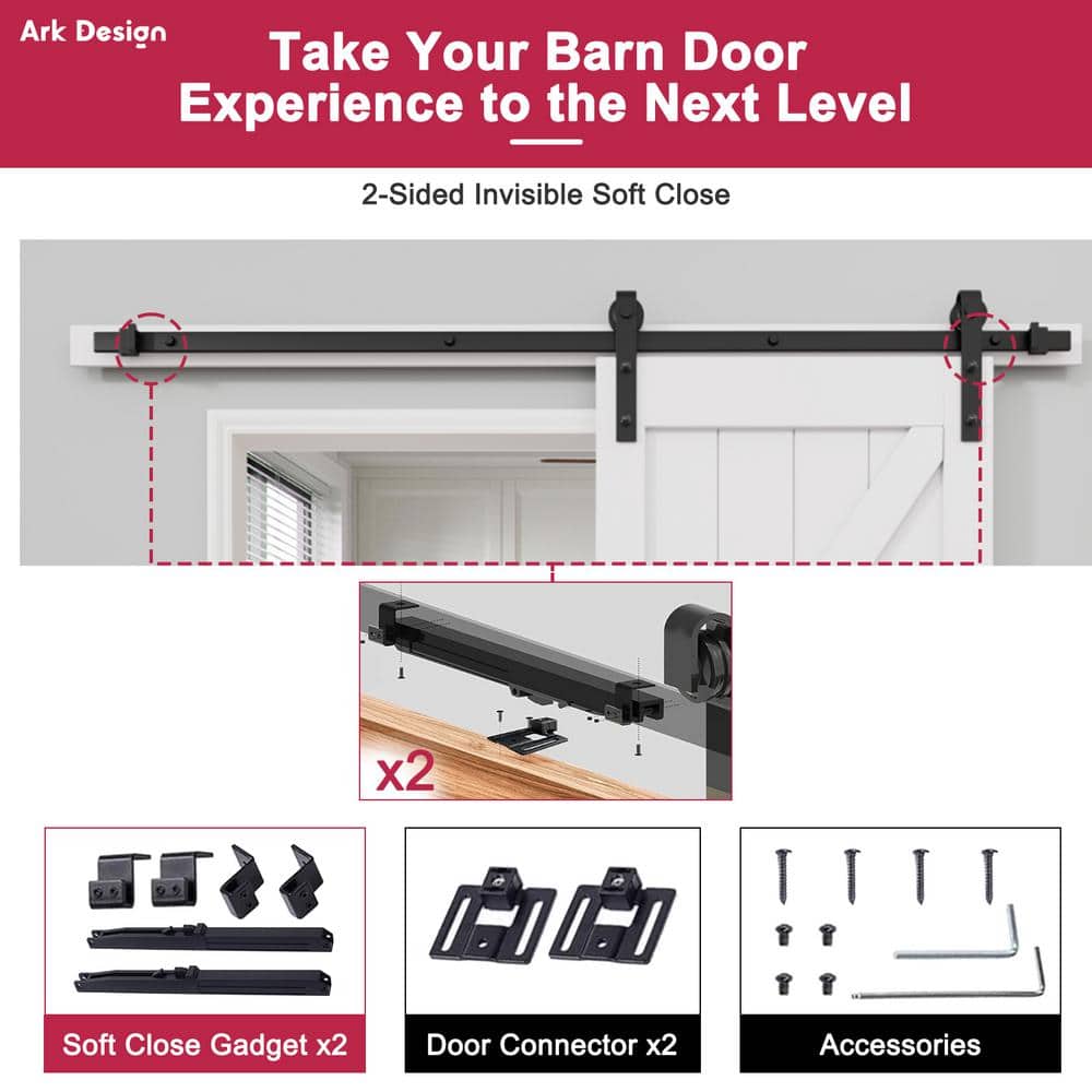 White 36" x 84" 4-Lite Frosted Glass Sliding Barn Door Kit